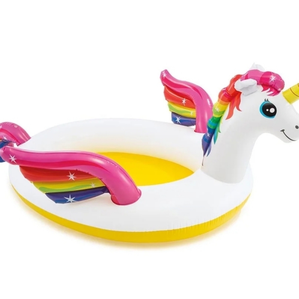 Intex Inflatable 107 x 76 x 41" Rainbow Mystic Unicorn Spray Kiddie Pool, Childr